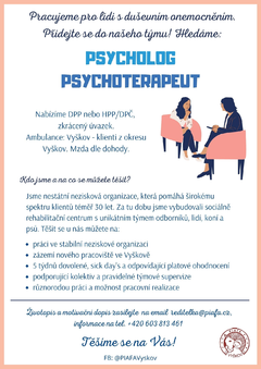 Nabídka práce psycholog / psychoterapeut